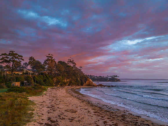 Summer Sunrise Seascape with Rain Clouds