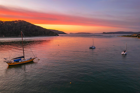 Sunrise waterscape over the channel