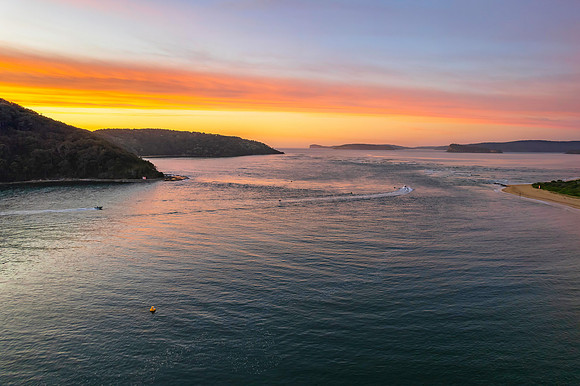 Sunrise waterscape over the channel