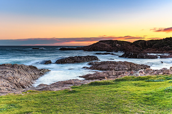 Wild and Windy Rocky Sunset Seascape