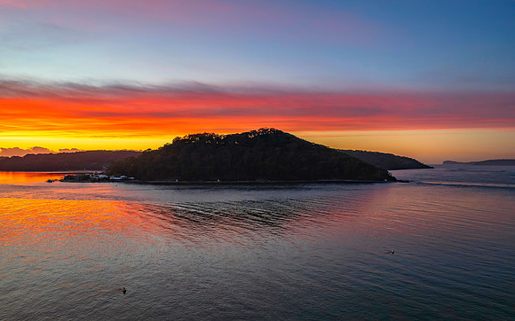 Sunrise waterscape over the channel