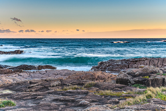 Wild and Windy Rocky Sunset Seascape