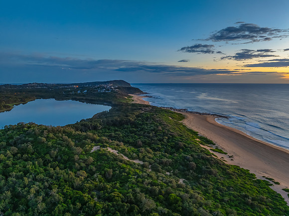 Summer sunrise at the seaside lagoon