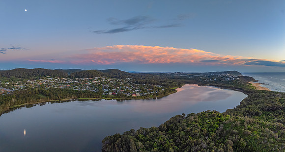 Summer sunrise at the seaside lagoon