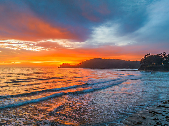 Summer Sunrise Seascape with Rain Clouds