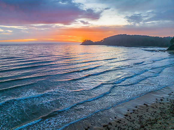 Summer Sunrise Seascape with Rain Clouds