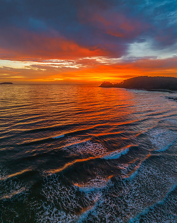 Summer Sunrise Seascape with Rain Clouds
