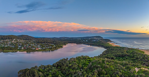 Summer sunrise at the seaside lagoon