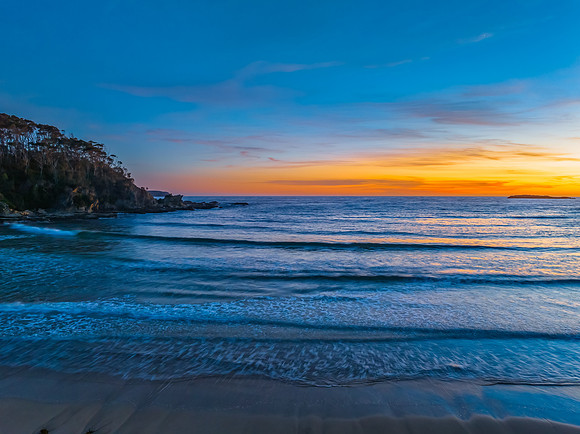 Sunrise at the seaside with high clouds