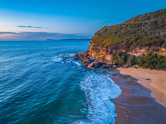 Sunrise at the seaside with orange horizon