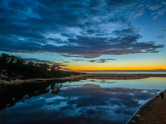 Summer sunrise at the seaside lagoon