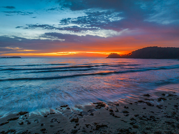 Summer Sunrise Seascape with Rain Clouds