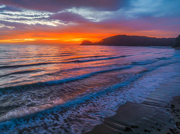 Summer Sunrise Seascape with Rain Clouds