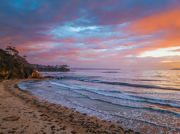Summer Sunrise Seascape with Rain Clouds