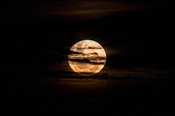 June's Full moon, Strawberry Moon with bands of clouds