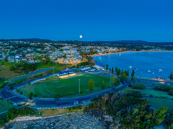 Reverse Sunrise with Full Moon over Terrigal and The Haven