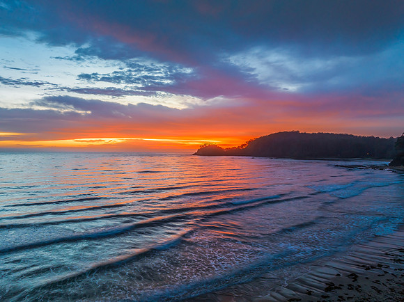 Summer Sunrise Seascape with Rain Clouds