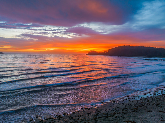 Summer Sunrise Seascape with Rain Clouds