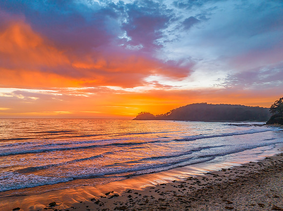 Summer Sunrise Seascape with Rain Clouds