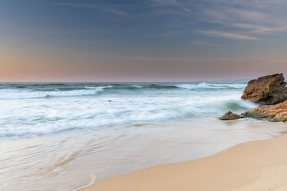 Soft High Cloud Beach Sunrise Seascape