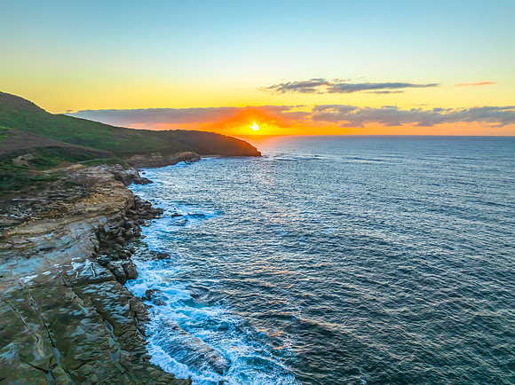 Sunrise by the sea and forest
