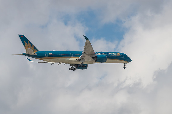 VN-A890 - Airbus A350-941 - Vietnam Airlines flying in a cloudy