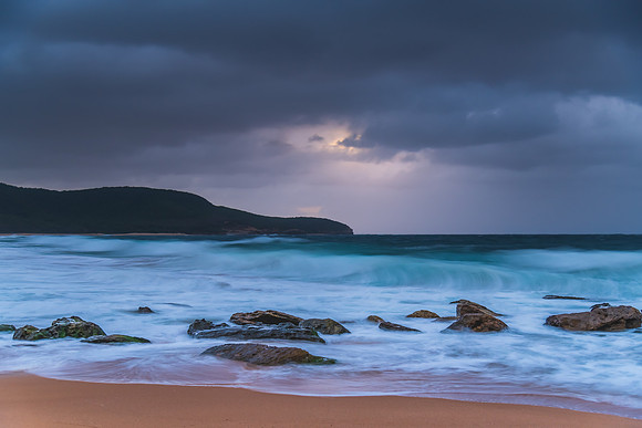 Moody morning sunrise at the seaside