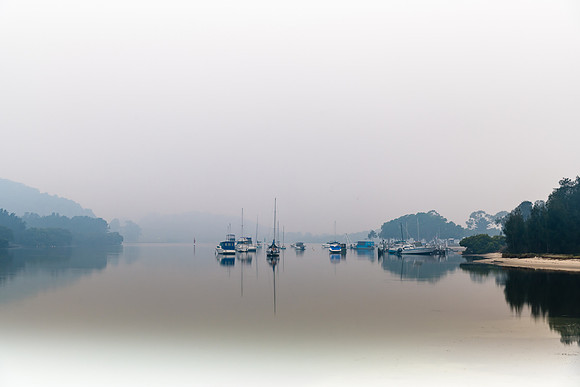 Smoke Haze Sunrise Over the Bay