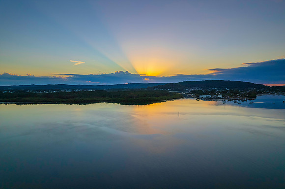 Sunrise waterscape over the bay