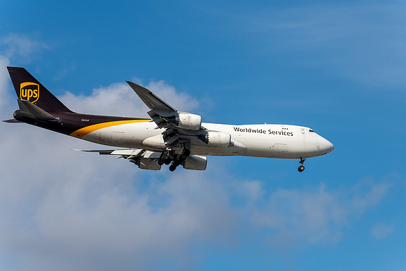 N612UP - Boeing 747-8F - UPS Aircraft flying in the blue sky wit