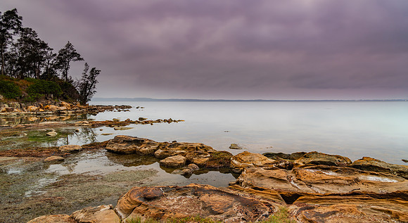 Smoke Haze Cloudy Sunrise Waterscape Panorama