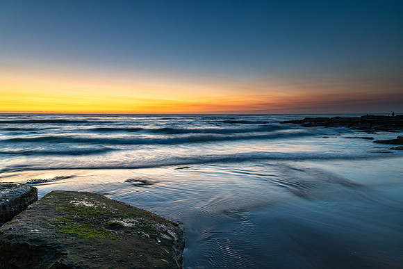 Sunrise Seascape with Soft Cloud on the Horizon