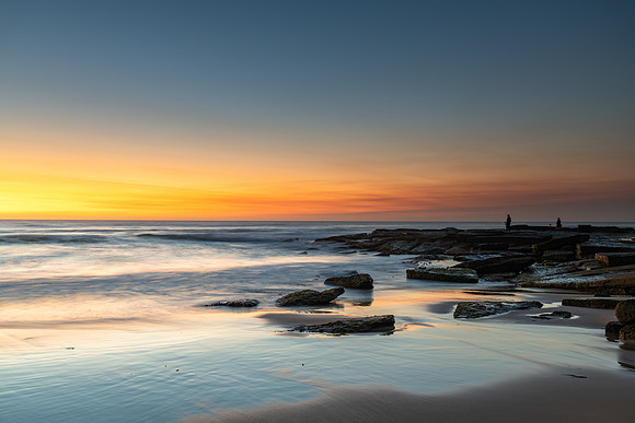 Sunrise Seascape with Soft Cloud on the Horizon