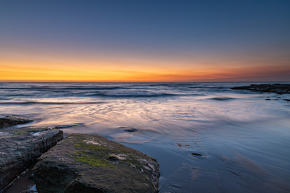 Sunrise Seascape with Soft Cloud on the Horizon