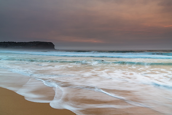 Sunrise Seascape and Hazy Sky with High Clouds