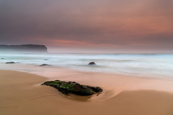 Sunrise Seascape and Hazy Sky with High Clouds