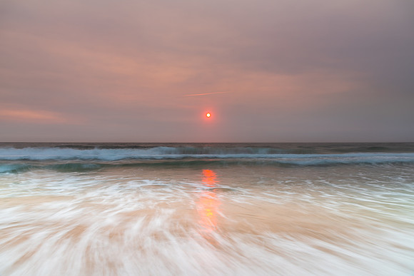 Sunrise Seascape and Hazy Sky with High Clouds