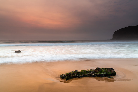 Sunrise Seascape and Hazy Sky with High Clouds