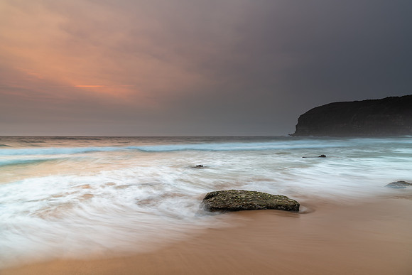 Sunrise Seascape and Hazy Sky with High Clouds