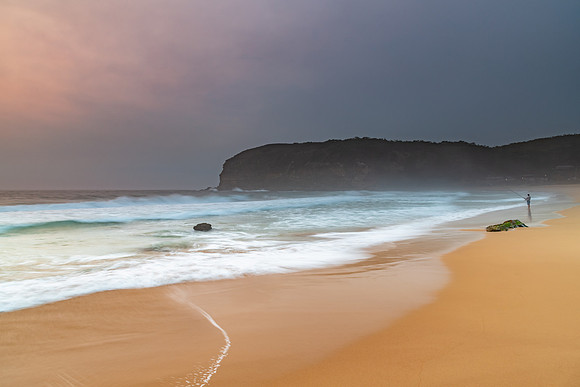 Sunrise Seascape and Hazy Sky with High Clouds