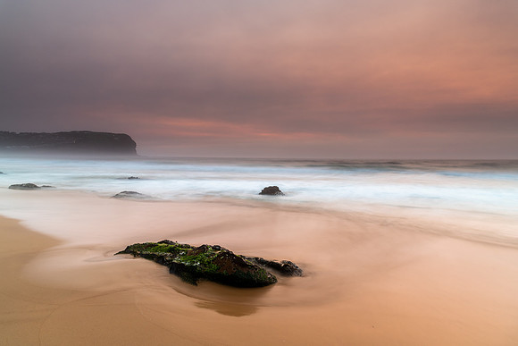 Sunrise Seascape and Hazy Sky with High Clouds