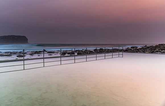 Hazy Summer Seascape and Ocean Pool