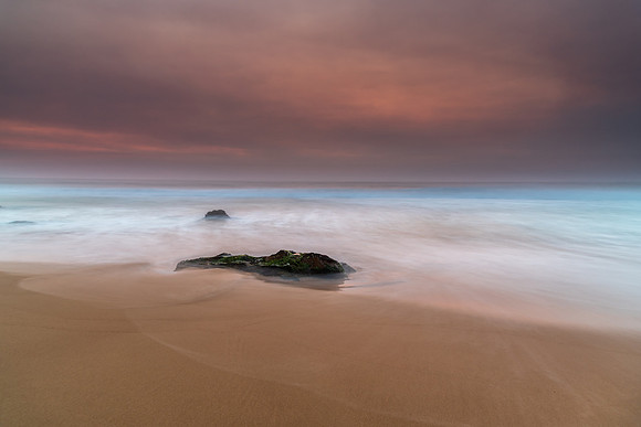 Sunrise Seascape and Hazy Sky with High Clouds