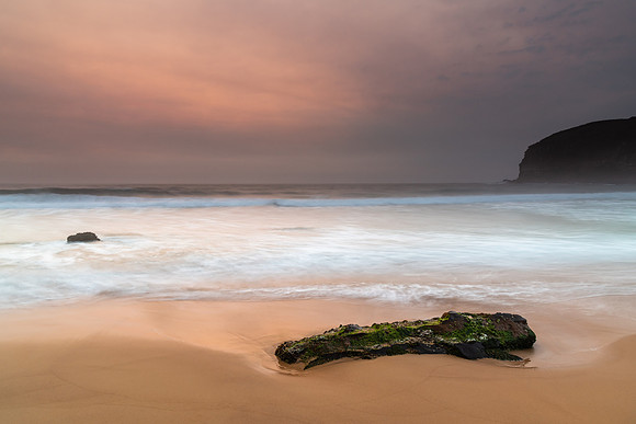 Sunrise Seascape and Hazy Sky with High Clouds