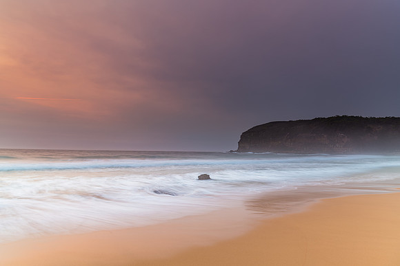 Sunrise Seascape and Hazy Sky with High Clouds