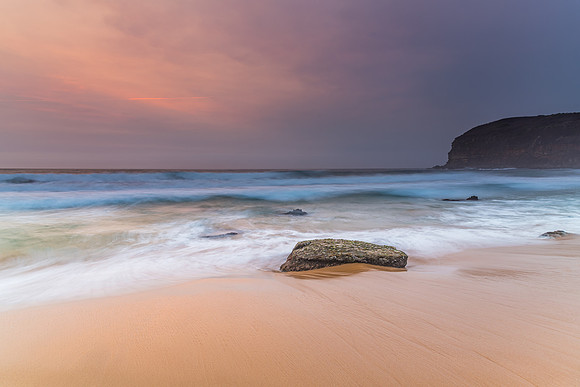 Sunrise Seascape and Hazy Sky with High Clouds