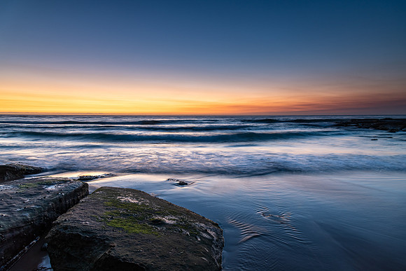 Sunrise Seascape with Soft Cloud on the Horizon