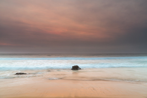 Sunrise Seascape and Hazy Sky with High Clouds