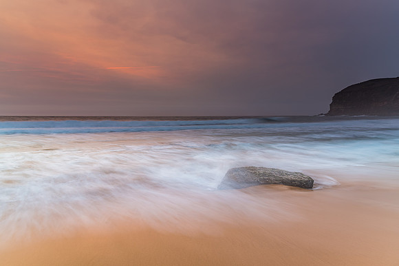 Sunrise Seascape and Hazy Sky with High Clouds