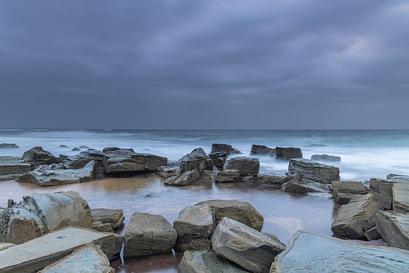 Overcast and Cloudy Morning Seascape